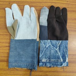 Multicolor jeans hand gloves